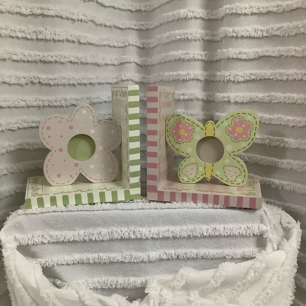 Butterfly & Flower Picture Frame Bookends
